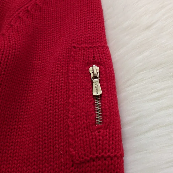 Anthropologie One Girl Who Red Wool Knit Sweater Moto Jacket | Size S - Picture 7 of 15